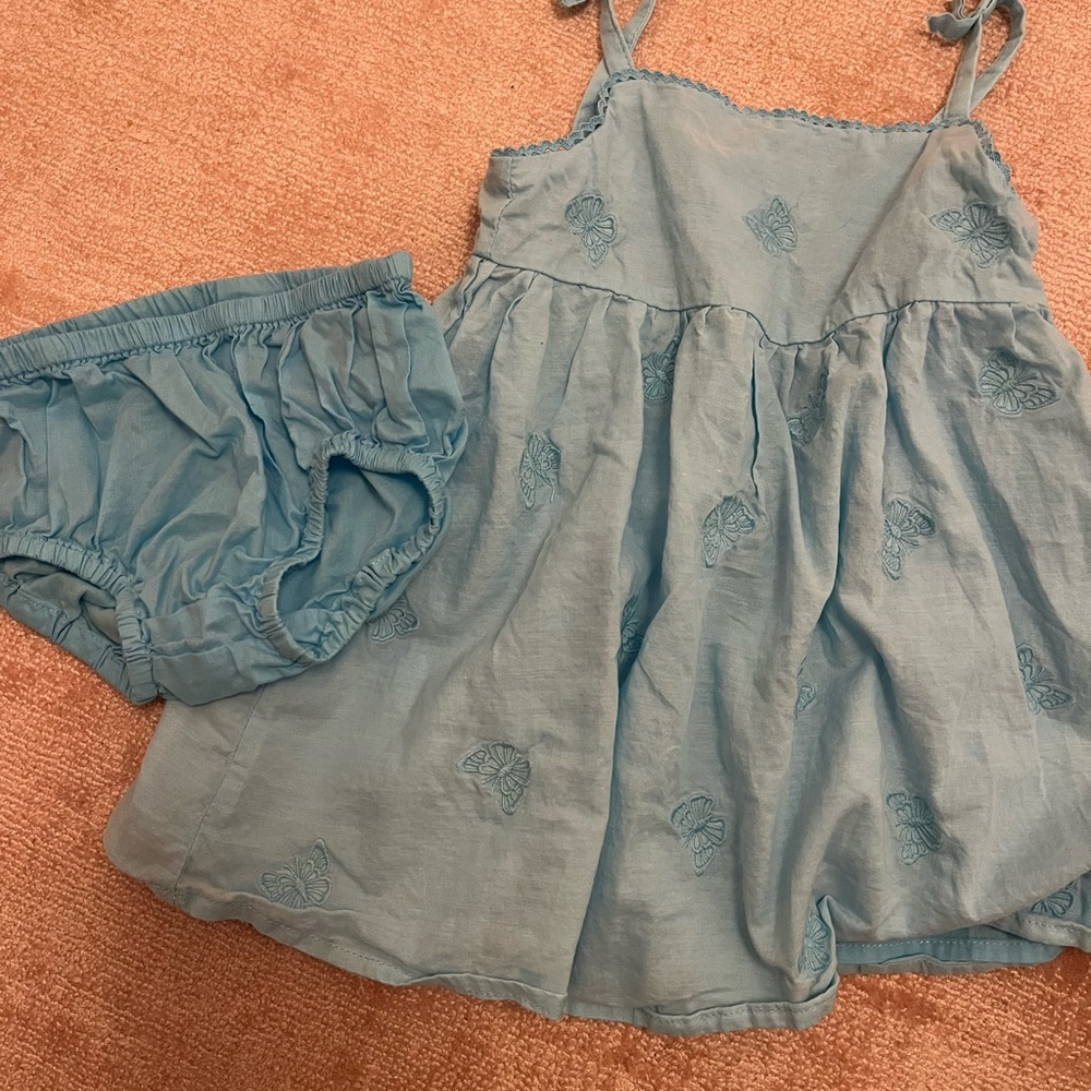 NWOT Janie and Jack Butterfly Dress, Blue, Size 6-12 months